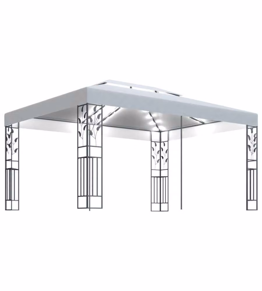 vidaXL Gazebo con Tetto Doppio e Stringa di Luci LED Bianco 3x4 m – 2