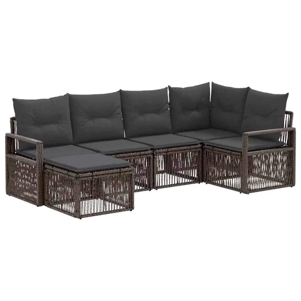 Set Divano da Giardino 6 pz vidaXL Grigio con Cuscini e Struttura in Metallo e Polyrattan – 2