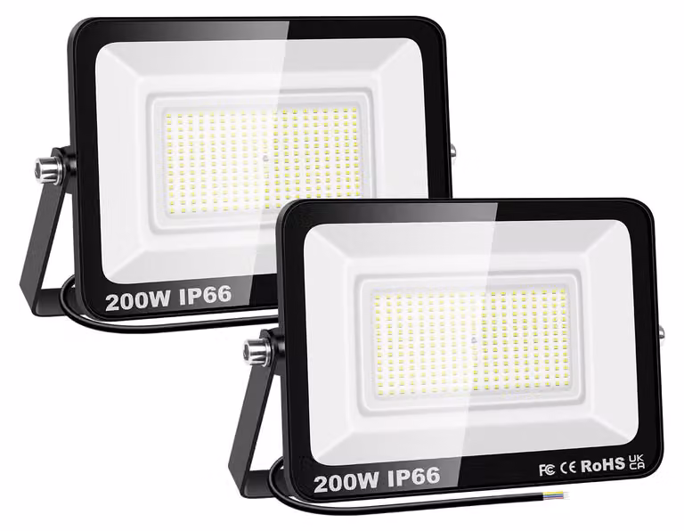 Confezione da 2 fari LED da esterno, 200W, 20000 lumen, grado di protezione IP66, luce bianca fredda