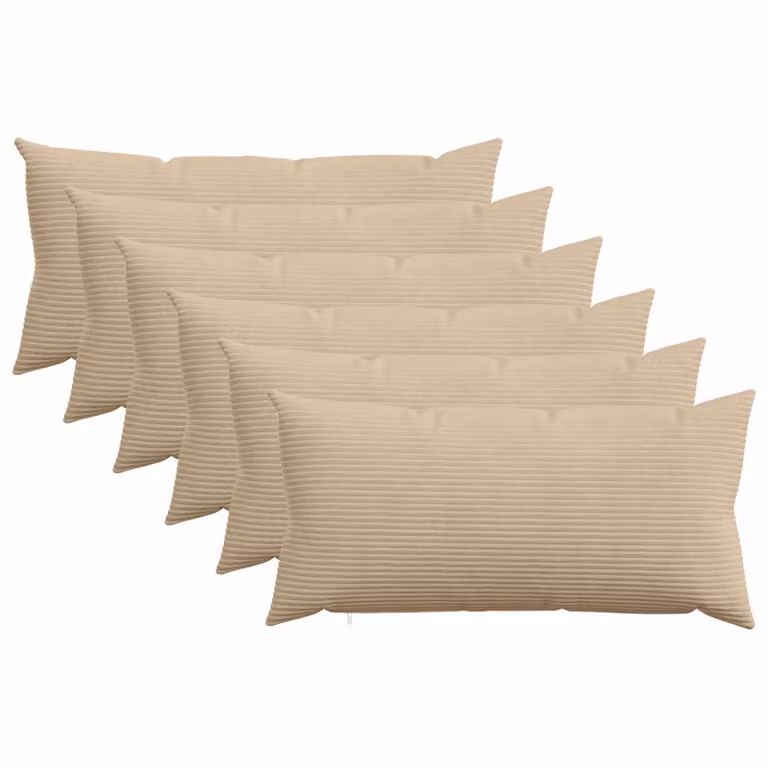 Set di 6 federe vidaXL HEERLEN in velluto a coste, colore tortora, L 80 x P 40 cm