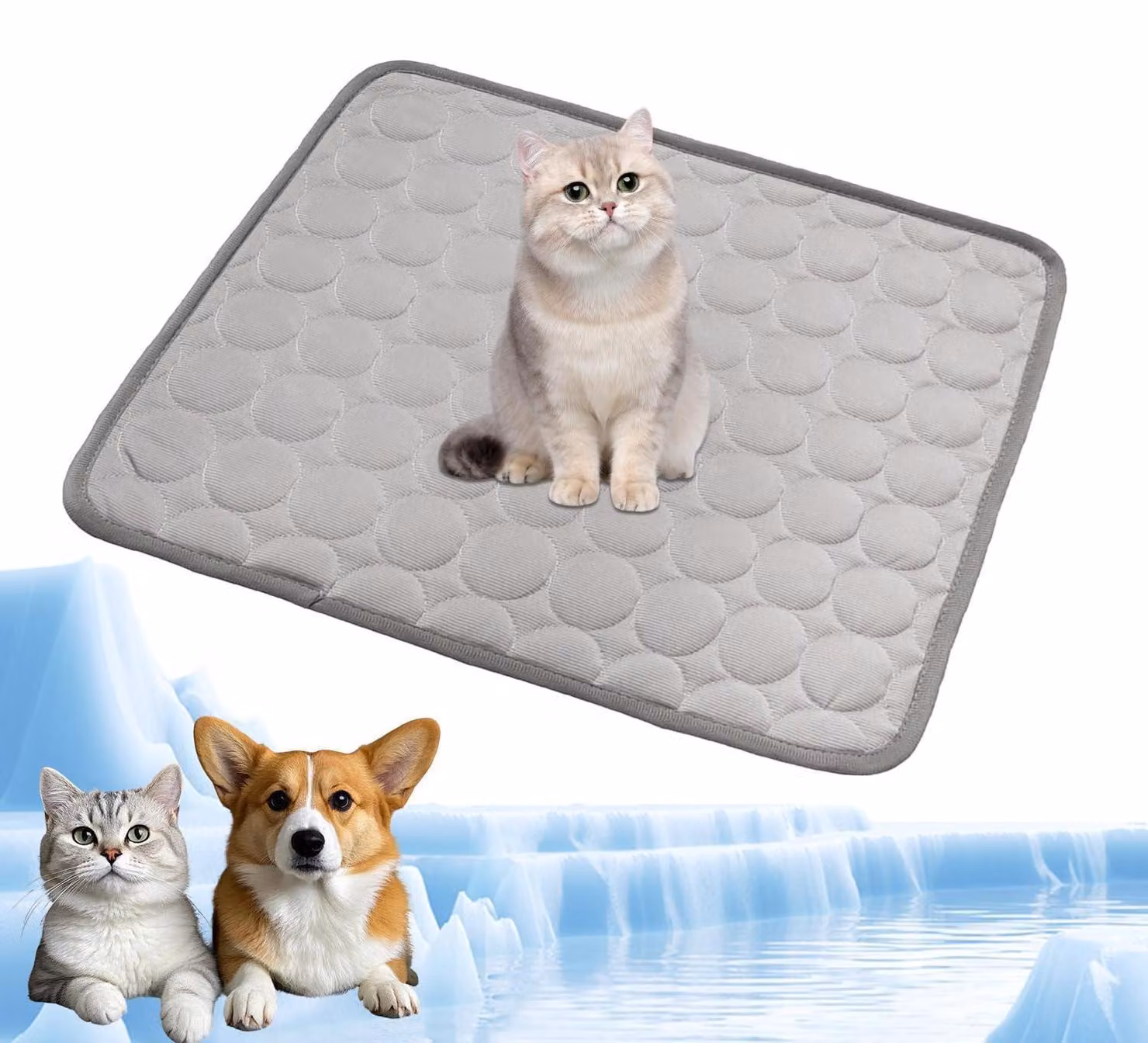 Tappetino refrigerante per animali domestici, cuscino refrigerante estivo per cani, colore grigio, taglia M, 60x50 cm