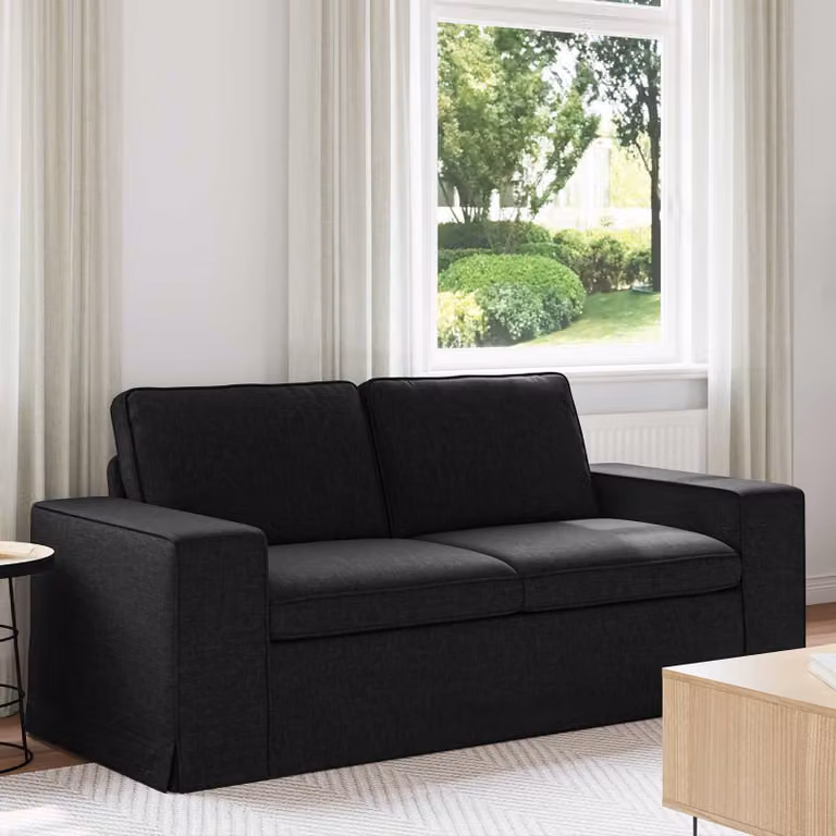 vidaXL Divano Moderno Nero in Tessuto con Struttura in Metallo L: 182 cm, P: 80 cm, H: 82 cm