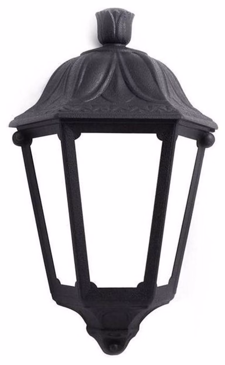 Lampada da parete esterna, grado di protezione IP55, materiale: resina, attacco E27, dimensioni 35x22x35 cm, stile rustico