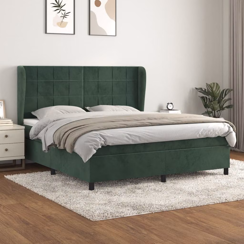 Maison Exclusive - Giroletto a Molle con Materasso Verde Scuro 180x200 cm Velluto