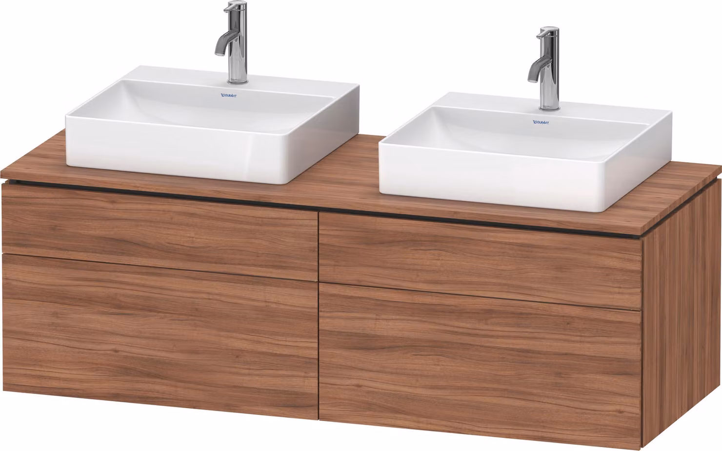 Duravit L-Cube Meuble sous-lavabo en console suspendu, avec plan de toilette en console, 4 tiroirs, pour deux vasques, 1420x482x550mm, LC4872B79790000, LC4872B79790000