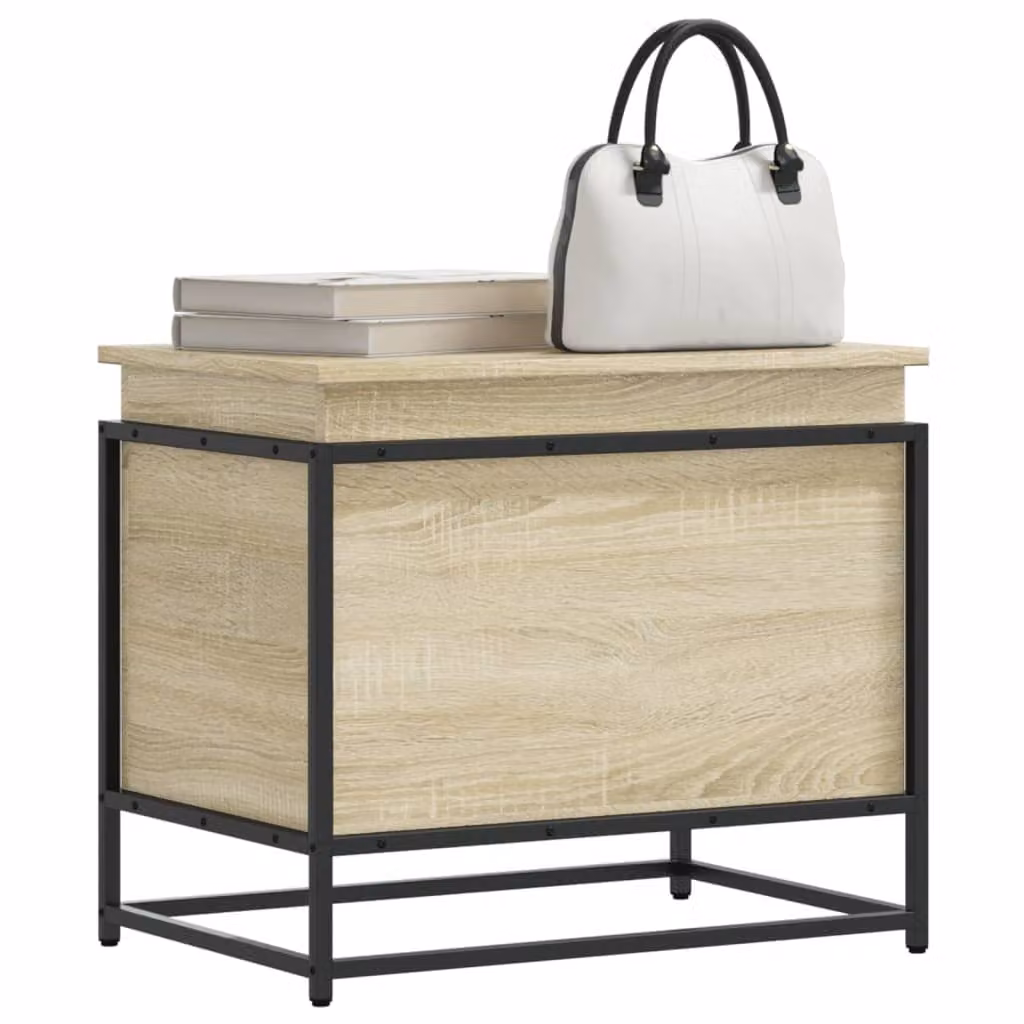 Contenitore con coperchio vidaXL in stile industrial, colore rovere sonoma e beige, L 60 cm x P 40 cm x H 51,5 cm