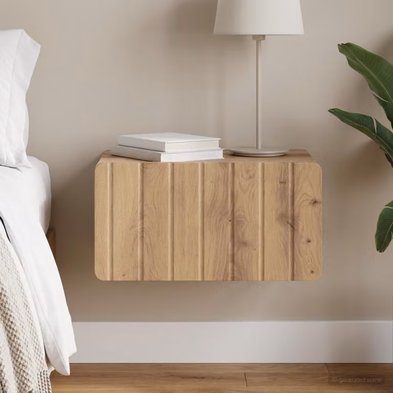 vidaXL Mobiletto da notte sospeso in stile moderno colore marrone L: 49 cm, P: 34,5 cm, H: 24 cm