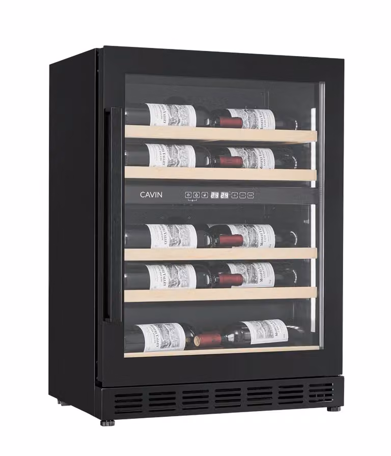 Cantinetta vino da incasso - Arctic Collection 60D Shallow - Fullglass Black - Cavin