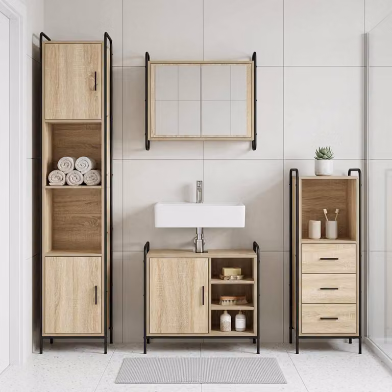 vidaXL Set di Armadi da Bagno 3 pz Rovere Sonoma 40 x 36 x 109,5 cm