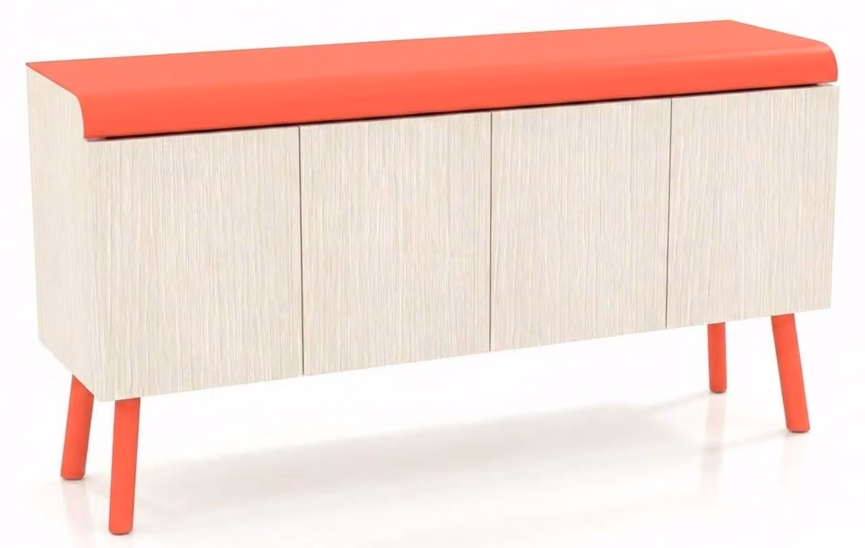 Mobile contenitore beige in legno, stile moderno, per l'organizzazione e il riordino