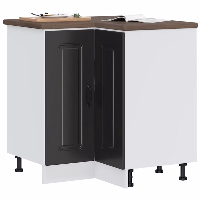 Base angolare per cucina vidaXL Kalmar nera in legno multistrato e MDF con ante a battente
