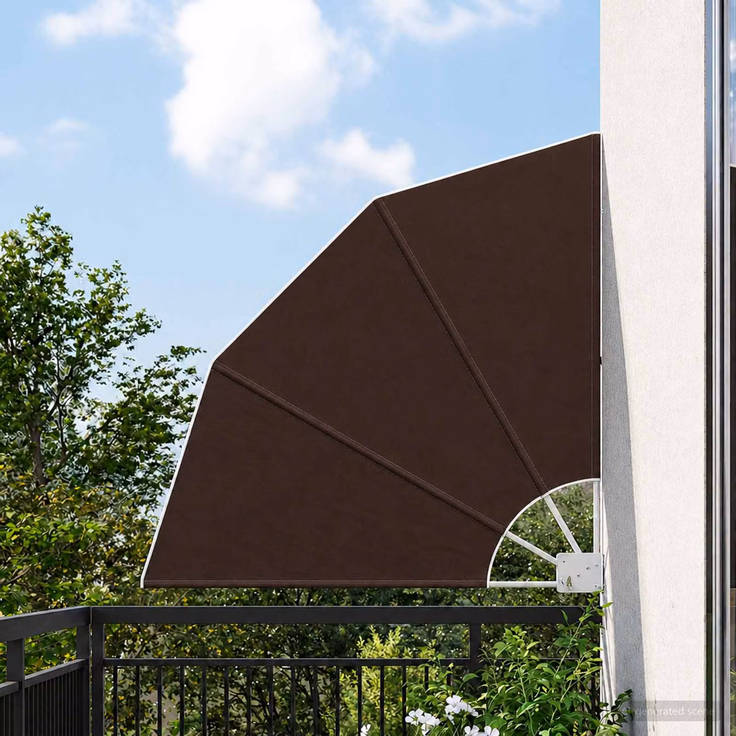 Schermo di privacy per balcone vidaXL in poliestere e acciaio, marrone, L 210 x H 210 cm