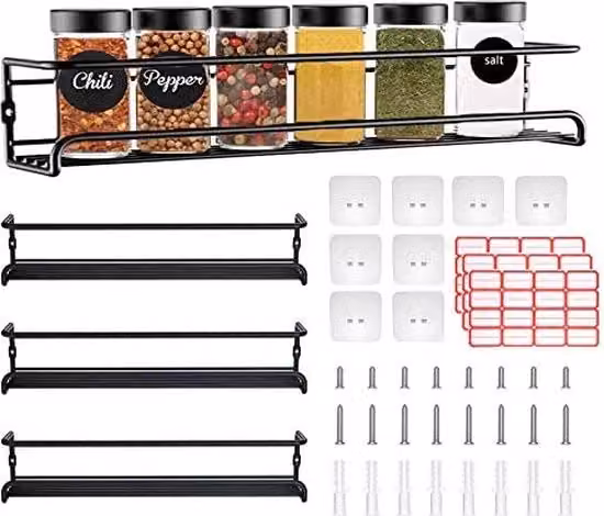 Organizzatore per spezie Cosansys in metallo nero con kit di viti