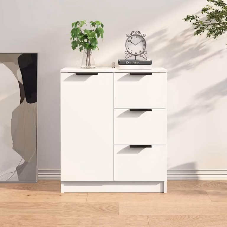 Credenza a parete vidaXL Bianca in Legno e MDF per Soggiorno L: 60 cm, P: 30 cm, H: 70 cm