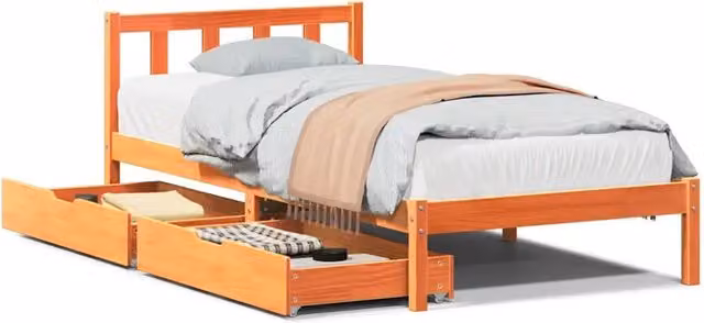 Letto singolo | Letto per adulti | Letto senza Materasso Marrone Cera 100x200 cm in Legno di Pino