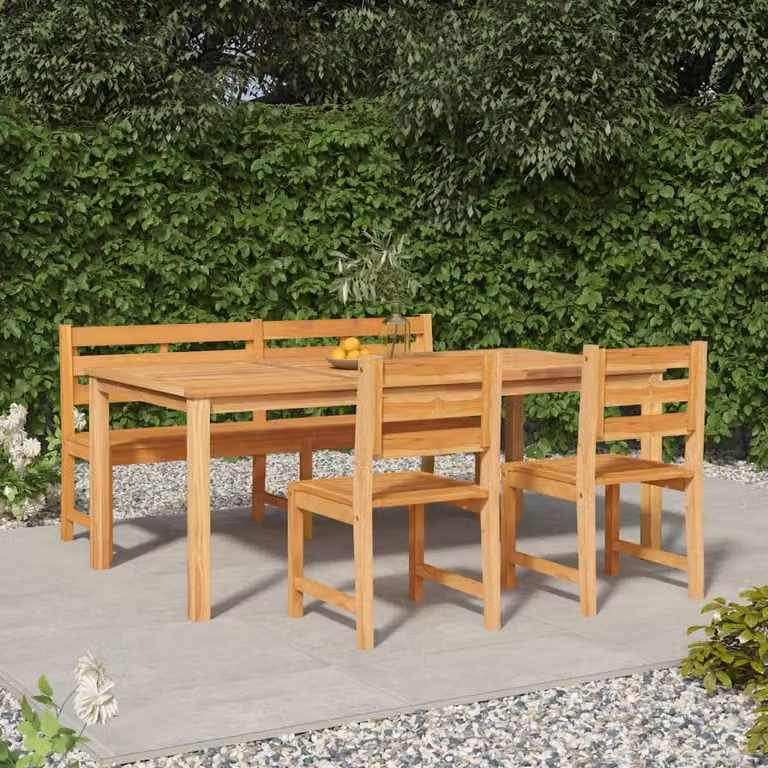 Maison Exclusive - Set da pranzo da giardino in teak massiccio, 4 pezzi