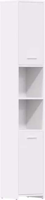Mobile contenitore da bagno moderno HELLOSHOP26 in legno composito bianco con ante in vetro, L/P/H: 30 x 30 x 183,5 cm