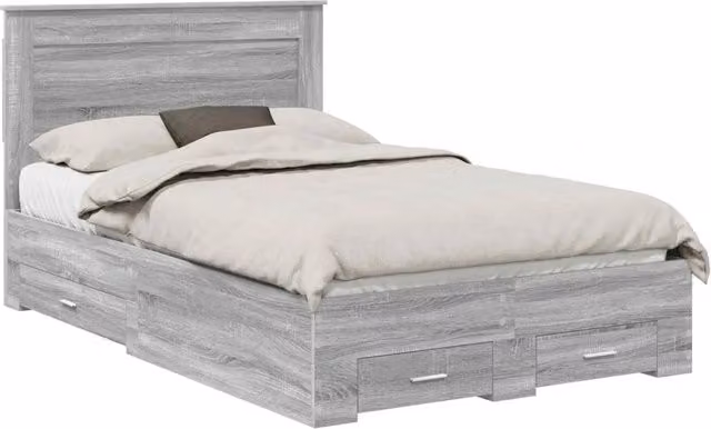 Letto matrimoniale | Letto per adulti | Struttura del letto con cassetto con testiera Legno multistrato