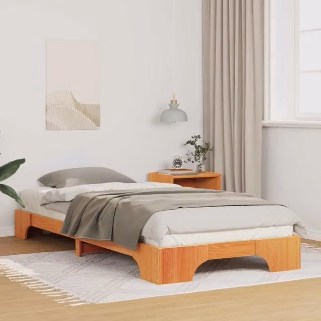 Struttura letto moderna vidaXL in pino massello marrone L: 227 cm, P: 107 cm, H: 100 cm