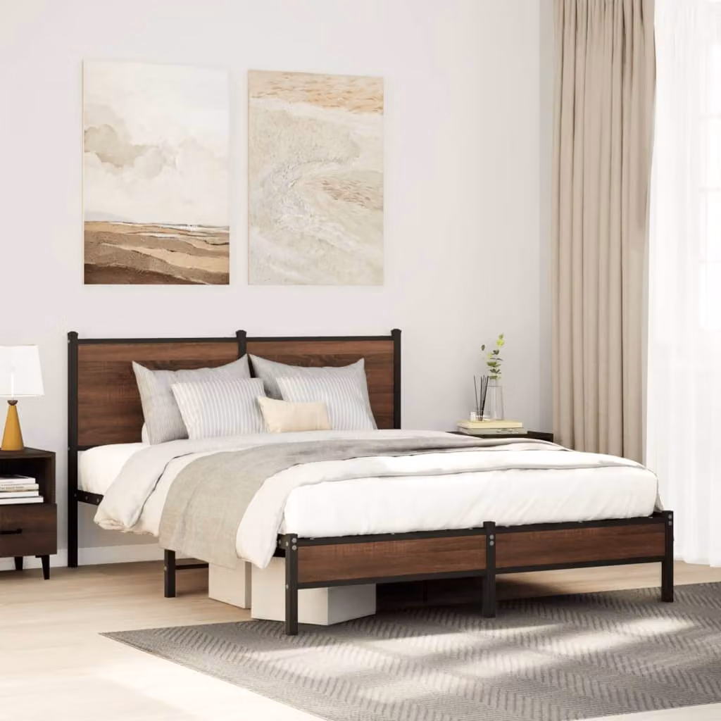 vidaXL Giroletto in metallo color rovere marrone L: 142 cm, P: 196 cm, H: 91,5 cm