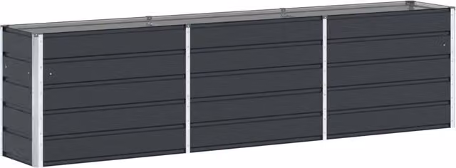 Fioriera moderna da esterno in acciaio zincato antracite design industriale L: 480 cm, P: 50 cm, H: 45 cm