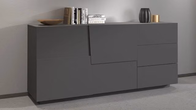 Credenza 2 Ante 180x44x86 cm Pongo 2A 3C Grigio Antracite Opaco