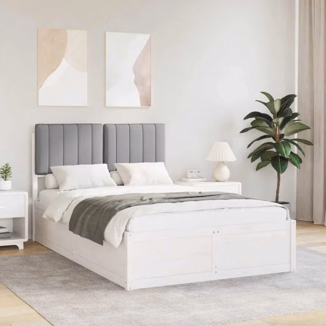 Letto con Testiera Rivestita Grigio chiaro 120 x 200 cm 3405551