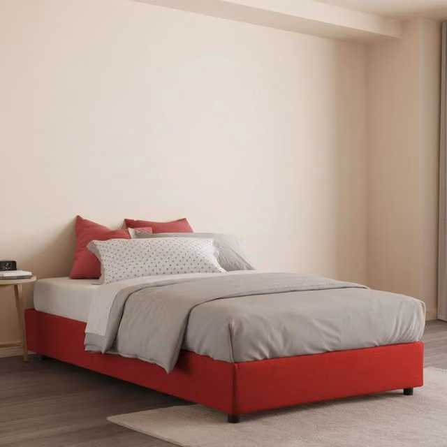 Ariba, Letto Piazza e Mezza Sfoderabile Made in Italy, Rosso