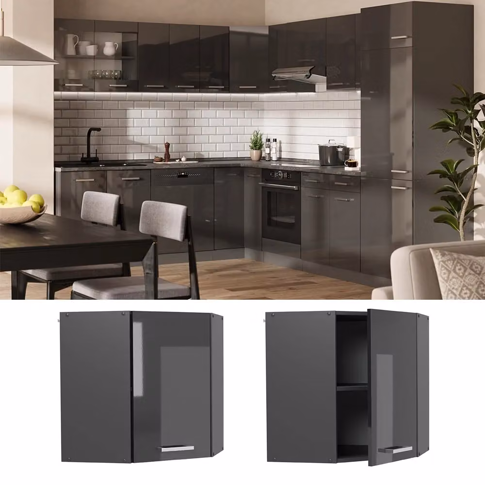 Mobile angolare da cucina Vicco R-Line Antracite lucido L: 57 cm, H: 60 cm, P: 31 cm – 2