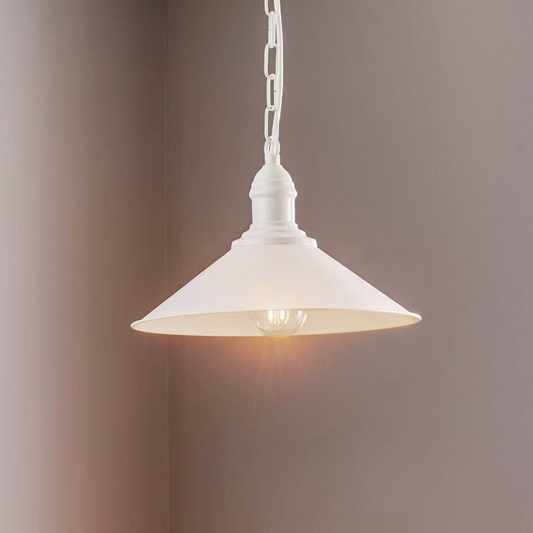 Lampada a sospensione Elmo Argon, dimmerabile, Bianco / Opale, Soggiorno / Sala da pranzo, Metallo, Campagna / Rustiche, Lampada a sospensione