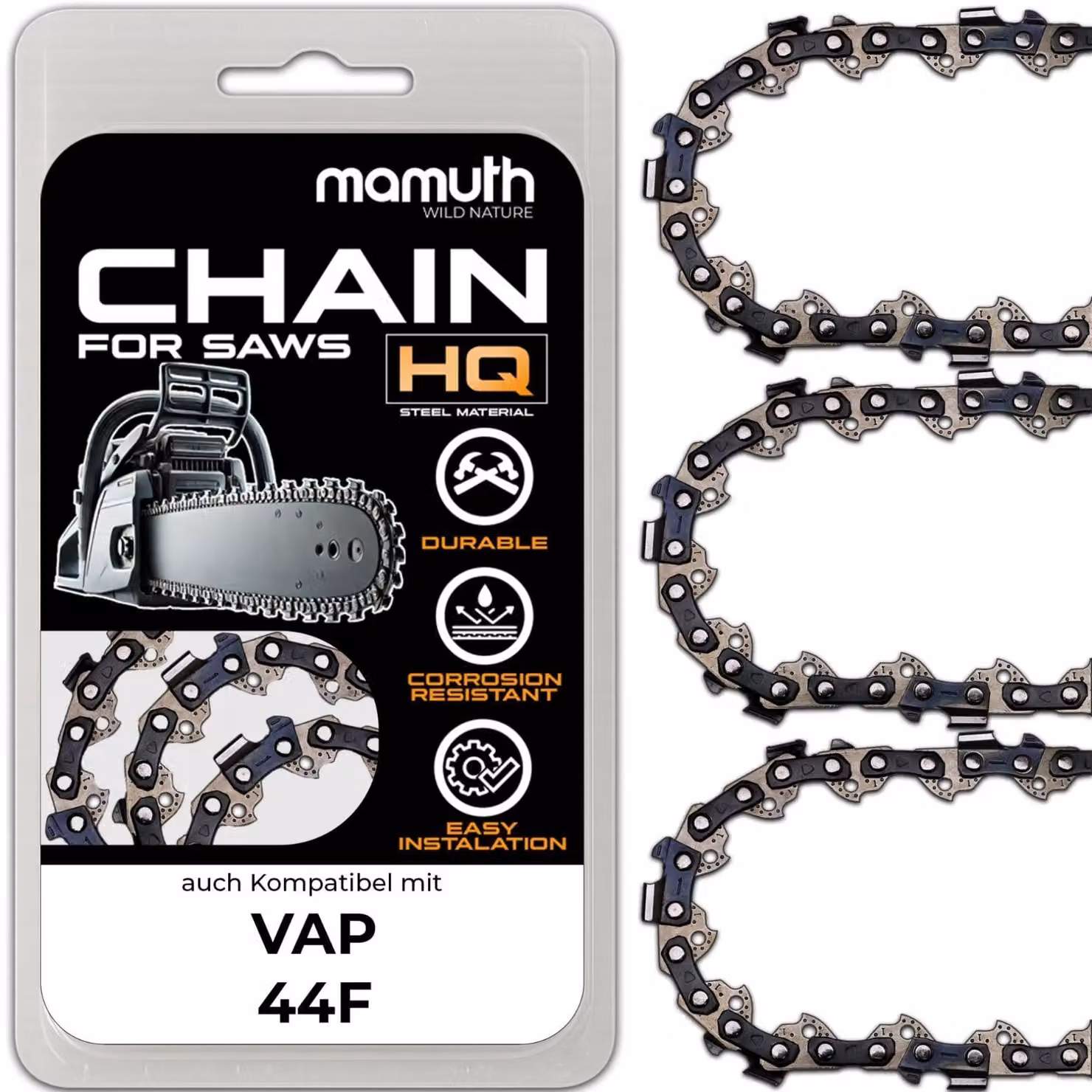 3 catene per motosega, lunghezza 45 cm, passo 1,5 mm, larghezza 0,325", 72 maglie, compatibili con il modello VAP 44F