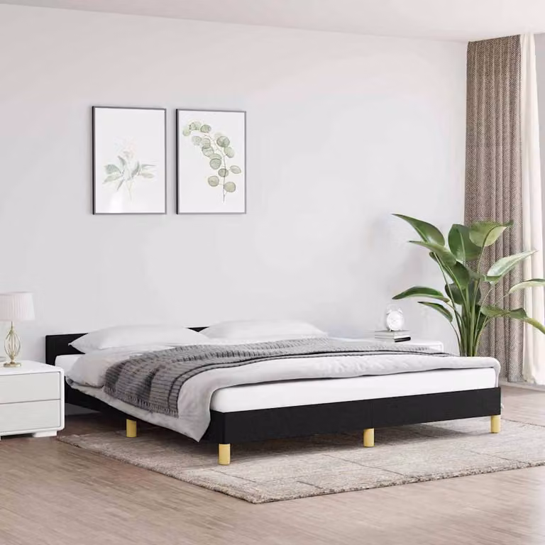 vidaXL Giroletto senza Materasso Nero in Tessuto L/P/H: 180 x 200 x 186 cm
