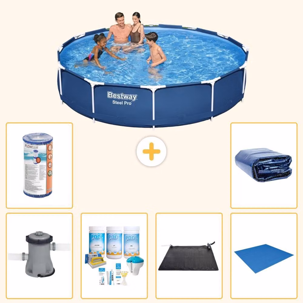 Bestway Steel Pro, piscina in acciaio, forma rotonda - 366x76 cm - 7 pezzi, modello S21602