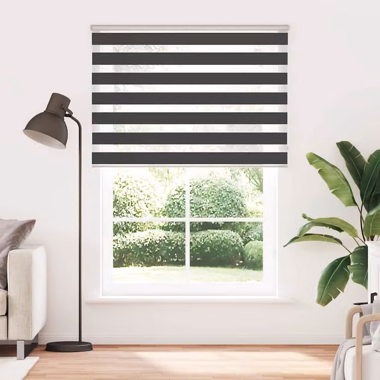 vidaXL Tenda a Rullo Zebra Nero Larghezza Tessuto 150,9 cm Poliestere