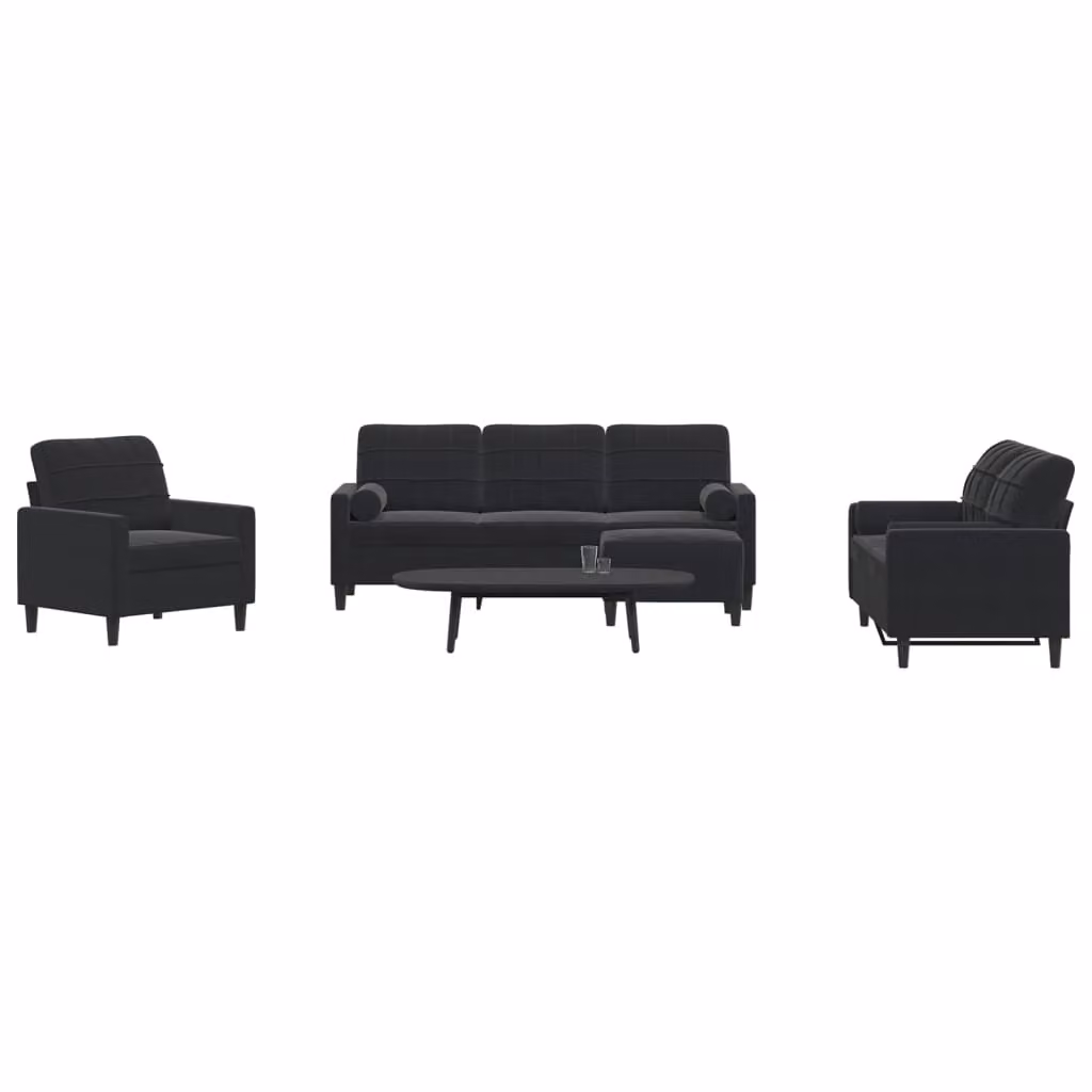 Maison Exclusive - Set divano 4 pezzi con cuscini e cuscini cervicali in velluto nero