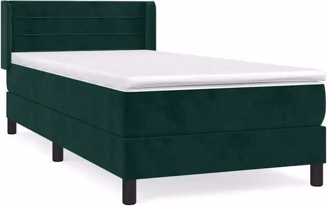 Letto singolo | Letto per adulti | Giroletto a Molle con Materasso Verde Scuro 80x200 cm Velluto
