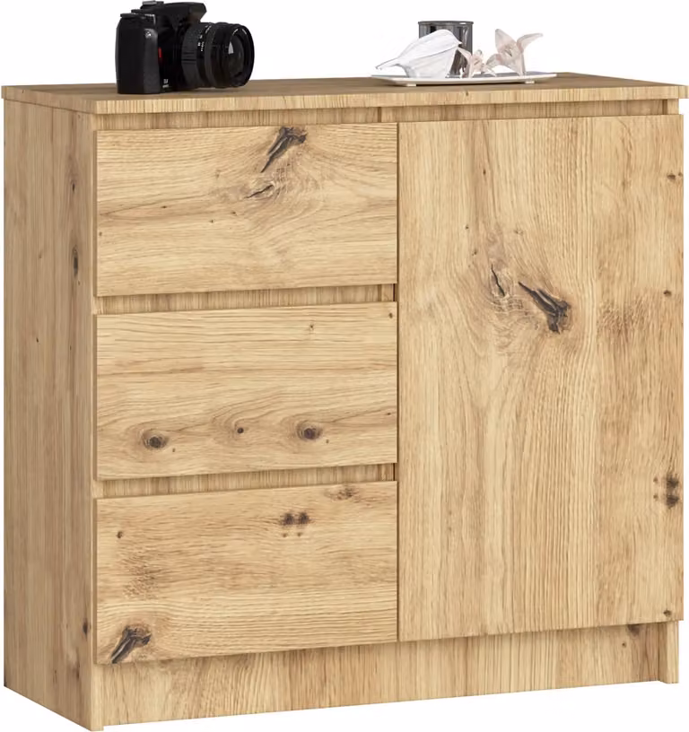 Comò K80 JERRY in DÅB ARTISAN - Elegante mobile in rovere con cassetti bloccabili e design moderno