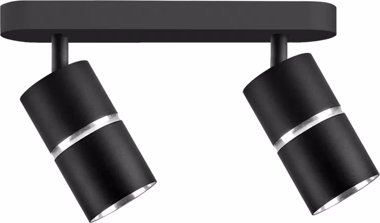 Lampada da parete e soffitto 2xGU10 nera orientabile BAMBOO 324580 Polux