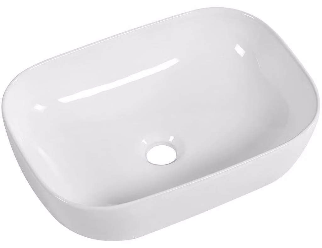 CERANO - Lavabo in Vetroceramica Lino - da appoggio - bianco lucido - 47x33 cm