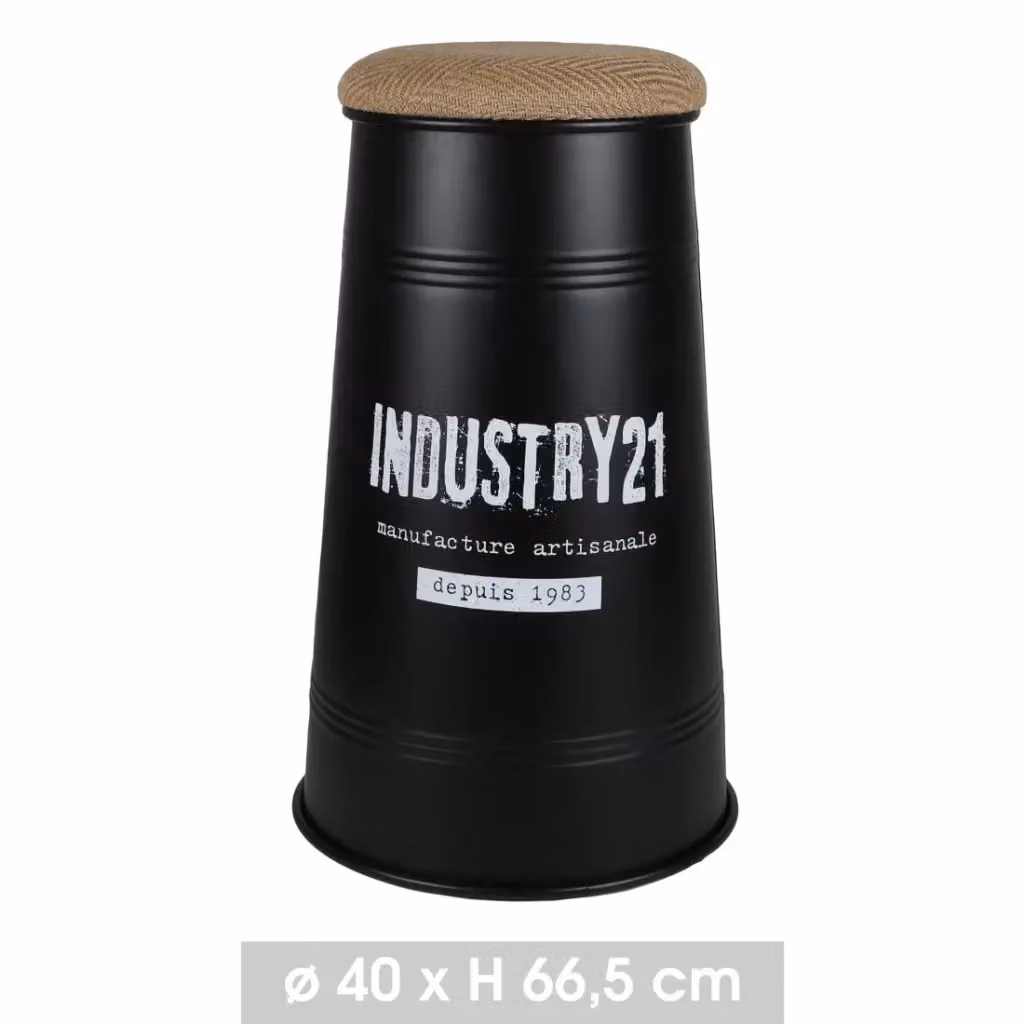 Sgabelli da bar in stile industriale Meublorama con seduta in tessuto e struttura in metallo e legno color nero opaco – 2