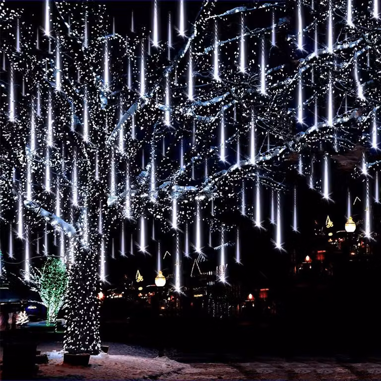 288 LED meteor shower fairy lights Luci impermeabili di Natale a forma di ghiacciolo, bianco