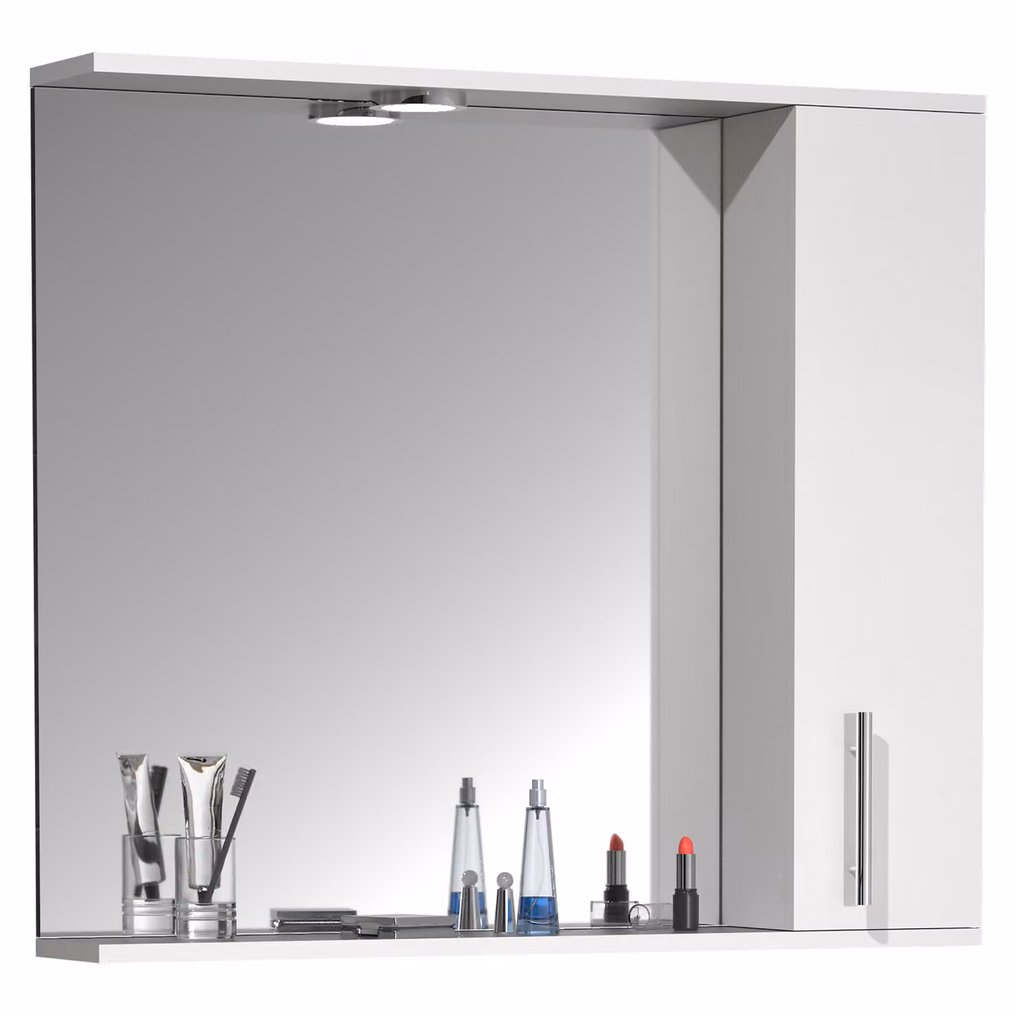 Armadio bagno senza tempo | Dimensioni ca. H. 71 x W. 75 x D. 14 cm | spazio sufficiente | Armadio a specchio con illuminazione - Lisalo XL