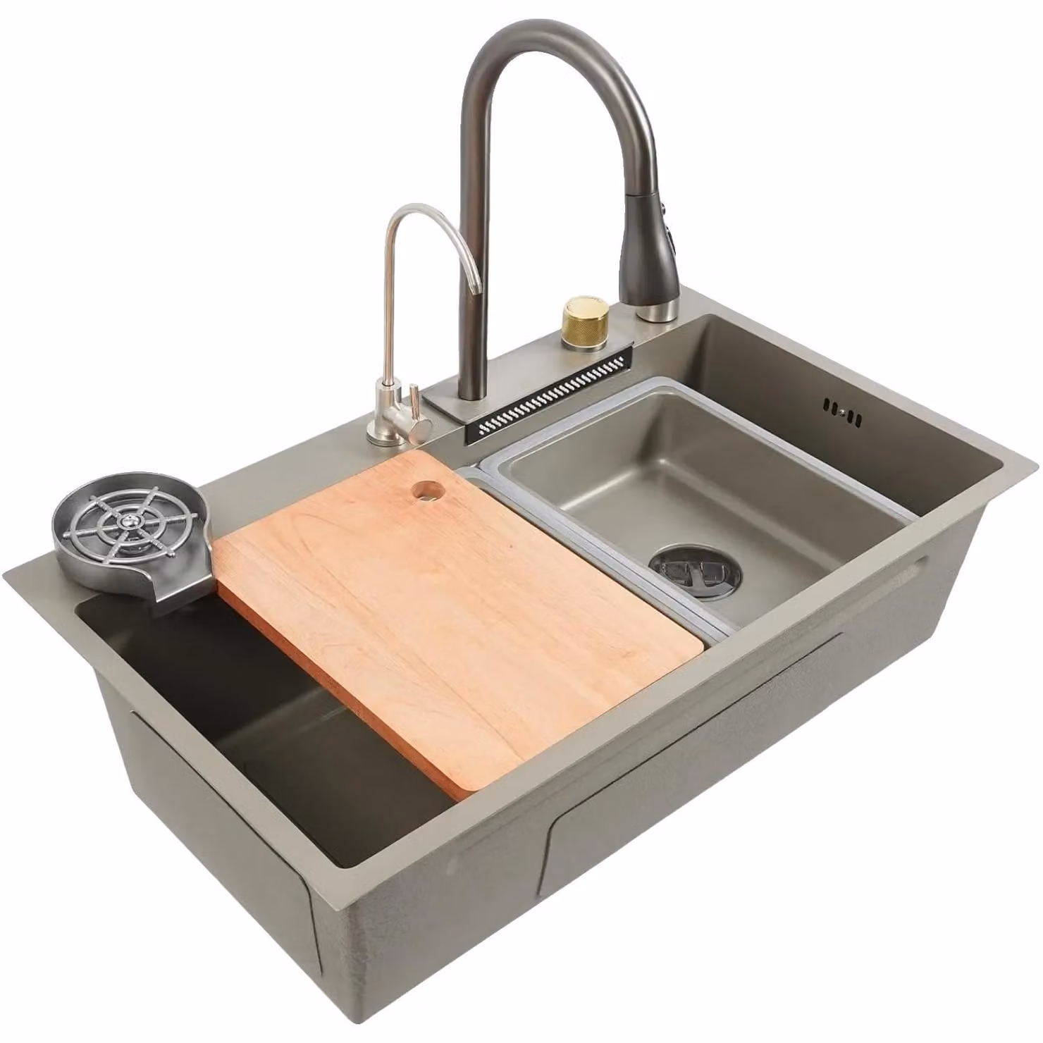 Lavello da cucina, acciaio inossidabile 304, dimensioni 80 x 45 cm, profondità 21 cm, lunghezza del rubinetto 60 cm, design moderno