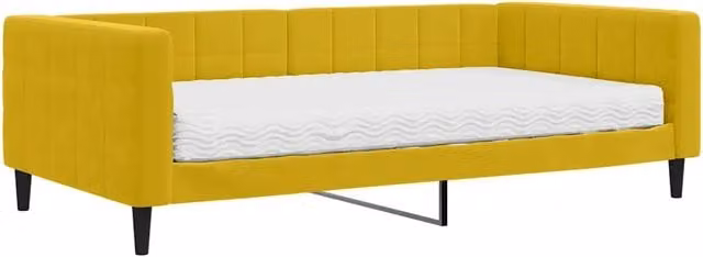 Divano letto | Sof¨¤ letto | Letto singolo con Materasso Giallo 100x200 cm in Velluto