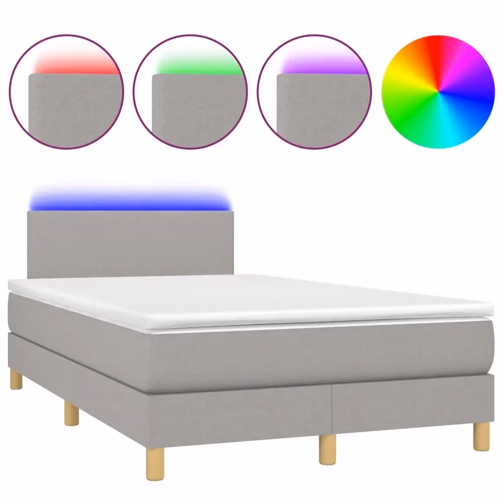 Letto con Materasso a Molle e Illuminazione LED vidaXL, Grigio e Bianco, L/P: 120 x 200 cm – 2