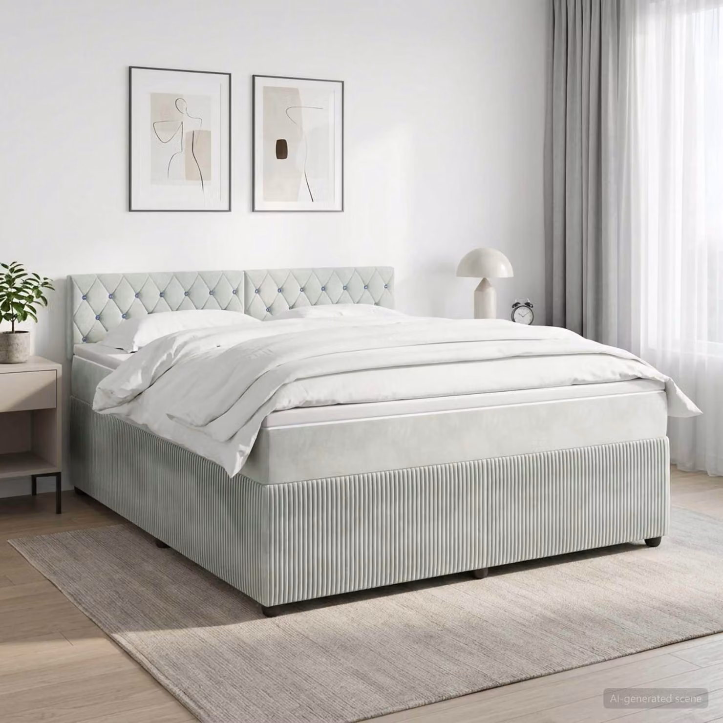 Maison Exclusive - Letto boxspring con materasso Grigio chiaro 140 x 200 cm Velluto