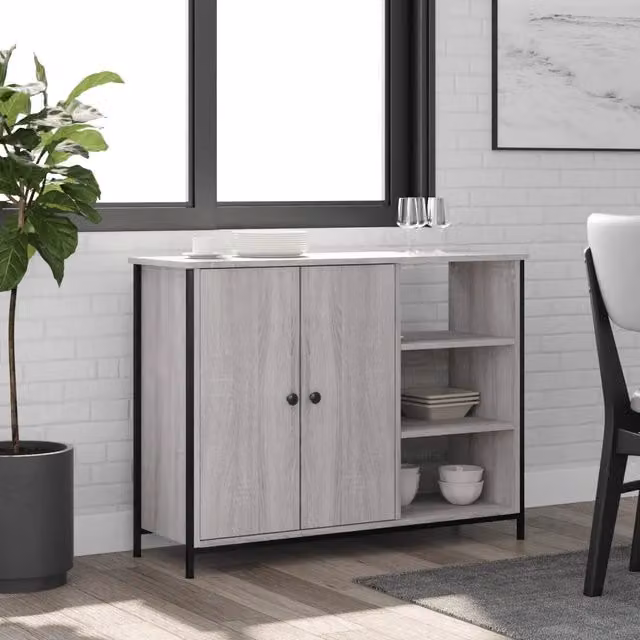 Credenza-Buffet-Armadio da cucina Grigio Sonoma 100x33x75 cm in Legno Multistrato