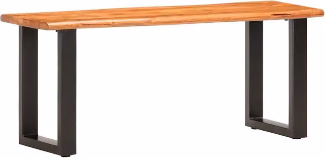 Panca con Bordi Vivi 110 cm in Legno Massello Acacia e Acciaio 286456