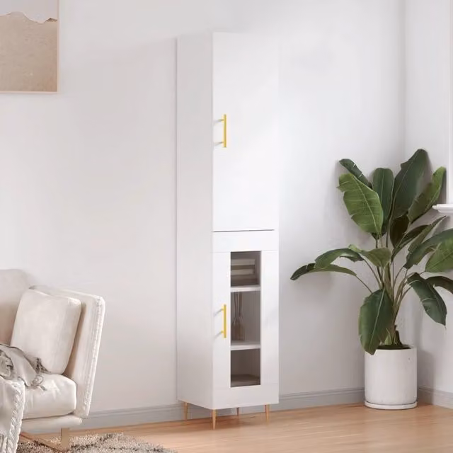 Credenza Bianca 34,5x34x180 cm in Legno Multistrato 3199033