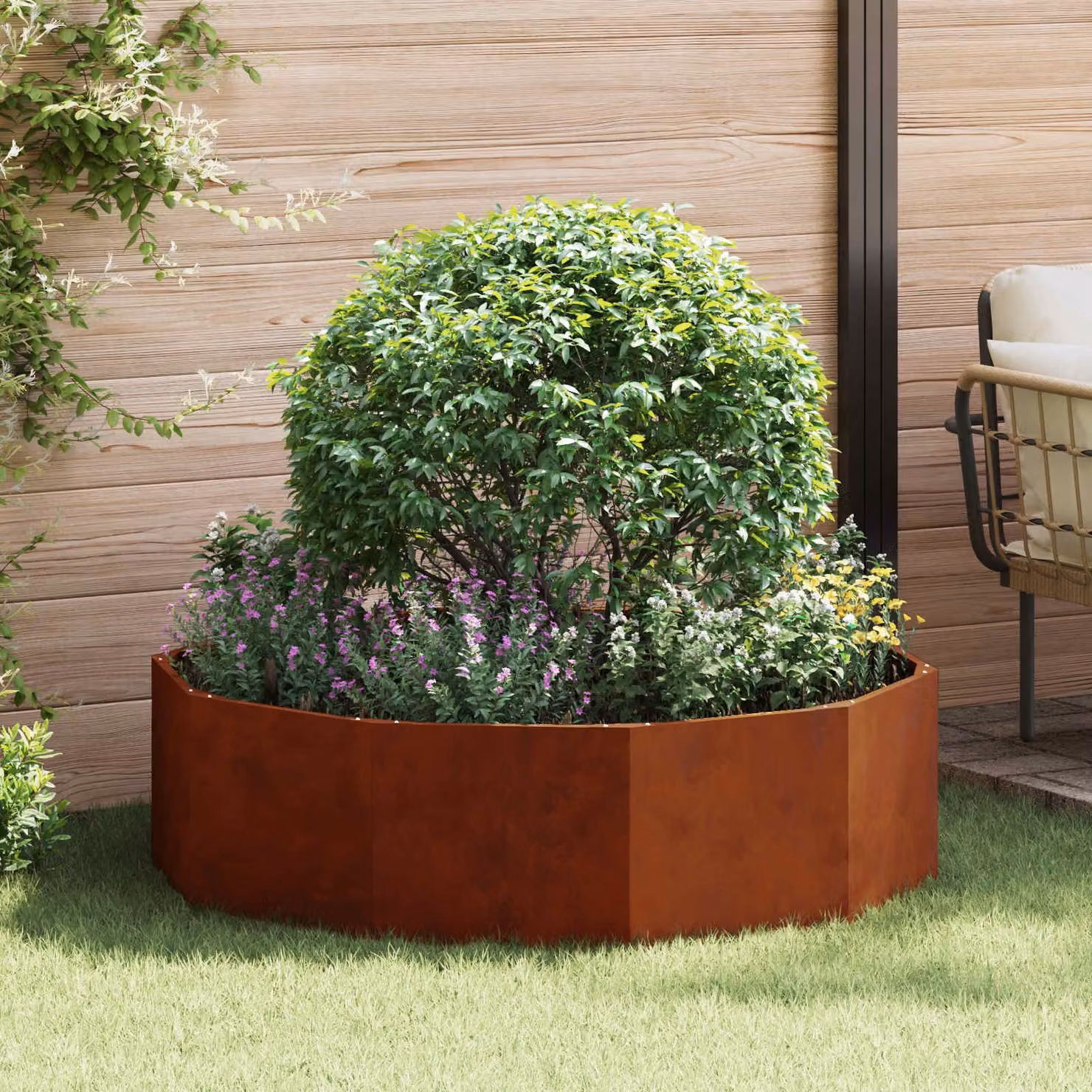 Fioriera in acciaio vidaXL colore marrone L 120 x P 120 x H 35 cm